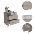 thumbnail image 4 of TUHOME Portanova Two Drawer Dresser - Light Gray Engineered Wood, 4 of 9