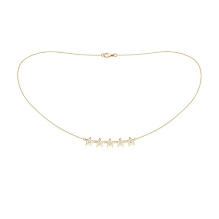 ANGARA Lab Grown Flush-Set Diamond 5 Star Necklace for Women in 14K Yellow Gold (Size-2.5mm| Color-F-G| Clarity-VS) | April Birthstone, Anniversary Jewelry Gift for Women | Lab-Grown Diamond Necklace
