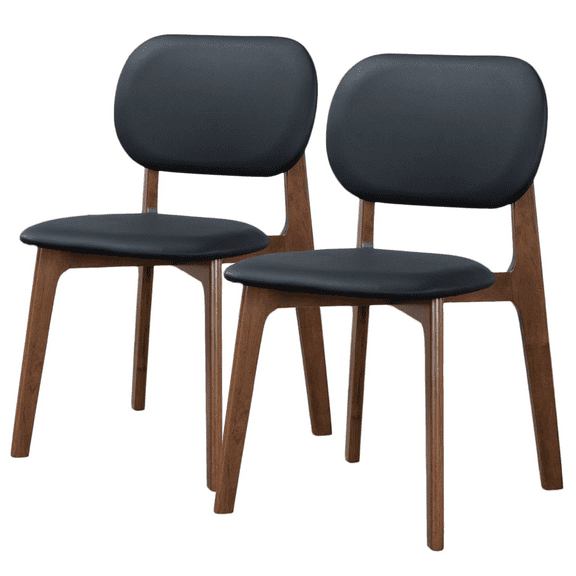 Dining Chairs Kelsey Black Leather Dining Chair (Set Of 2) 18.1"W x 21.1"D x 31.7"H,Fabric Dining Chairs