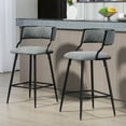 thumbnail image 4 of Set of 2 26'' Counter Height Bar Stools, Grey - PU Cover, Black Powder Coating Base with Footrest, for Kitchen Island​, 4 of 11