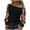 Blue, variant on felwors Women's Floral Embroidery Mesh T Shirt Cold Shoulder Long Sleeve Asymmetrical Neck Tee Tops (Black, L)