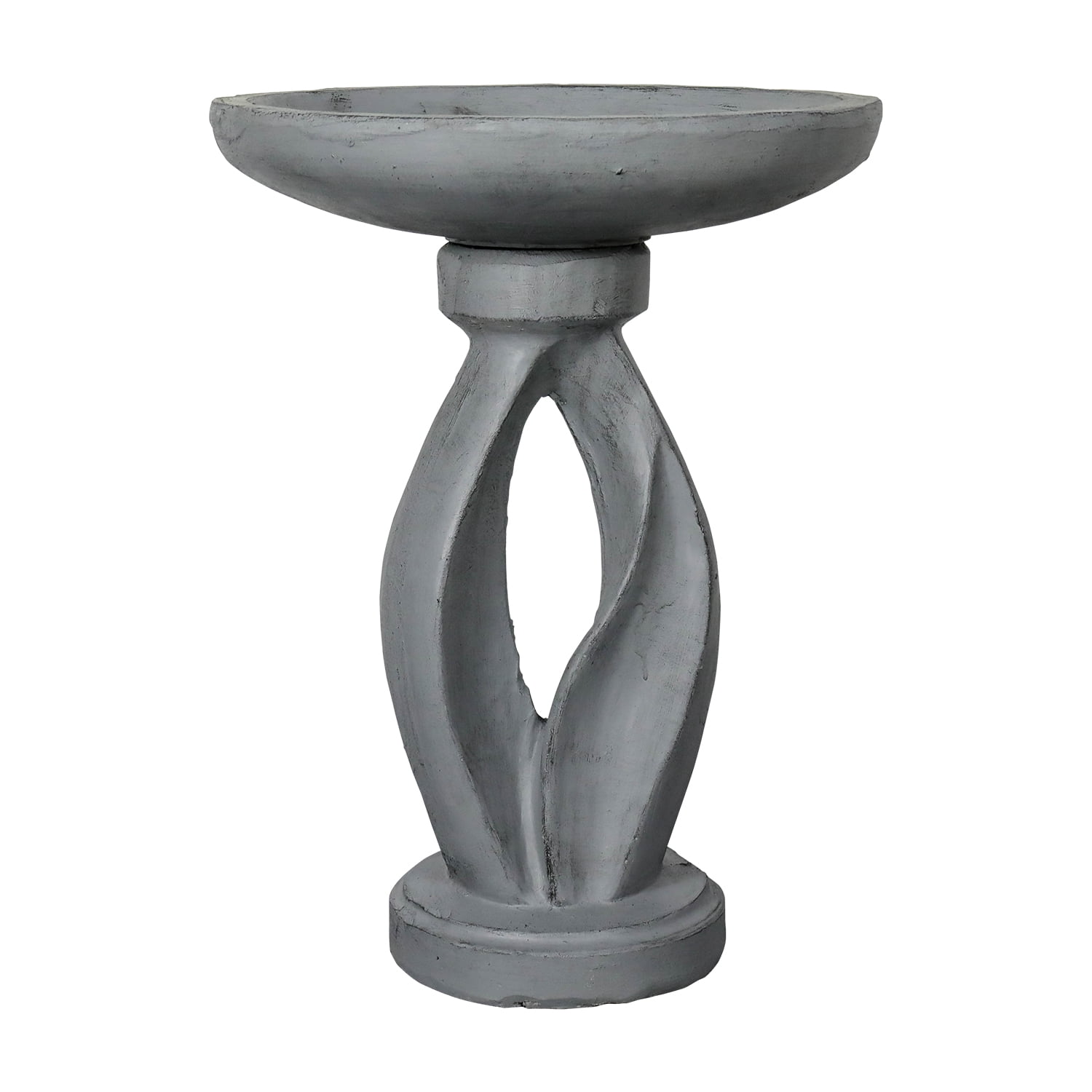 21.8 Inch Height Outdoor Bird Bath - Fibre Reinforced Concrete Large Bird Bath Stylish with Curved Pedestal for Garden, Patio, Backyard, Lawn