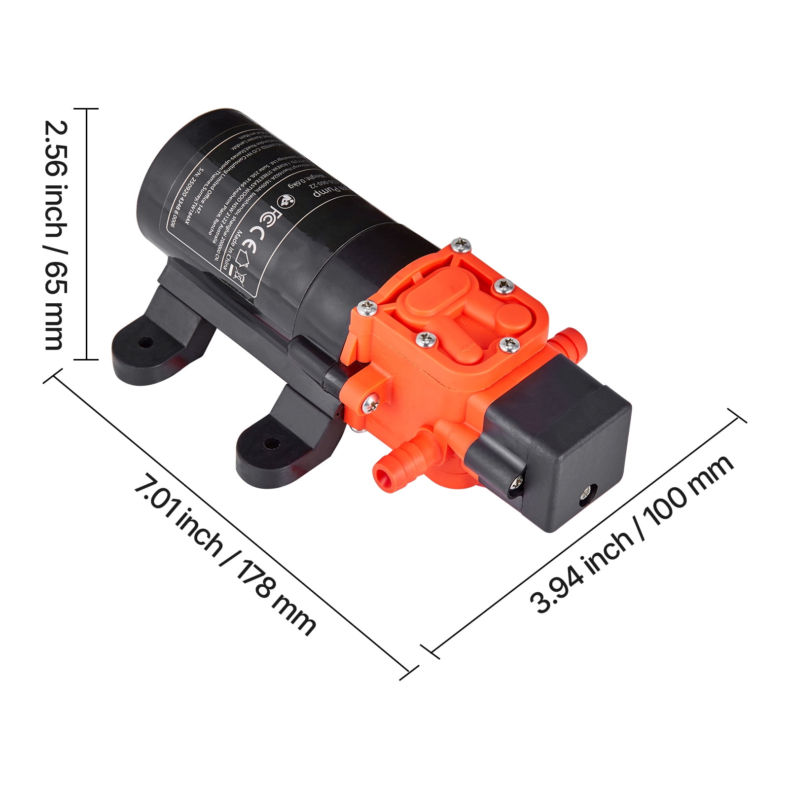 KFFKFF 12V DC Water Pressure Pump, 1.2 GPM (4.5 L/min), 2-Chamber Self-Priming Diaphragm Pump with Hose Clamps, 80 PSI Maximum Pressure, Low-Noise Design, Suitable for RVs, Boats, and Garden Watering