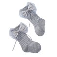 thumbnail image 2 of xiaxaixu Infant Baby Girls Long Stockings Princess Solid Color Tassel Big Bowknot Socks Spring Cute Over-The-Knee Socks, 2 of 8