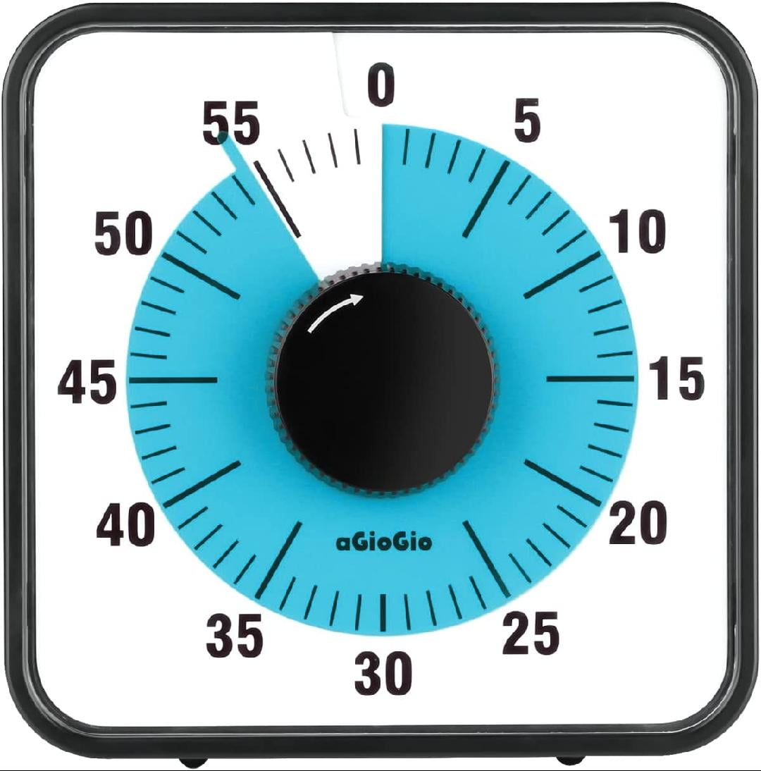 60Minute Visual Countdown Timer,7.5 Inch Oversize Classroom Visual Timer for Kids and Adults