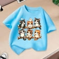 thumbnail image 3 of Kiijoy Little Girls Graphic Tee Cartoon Cat Print Short Sleeve T-Shirt for Kids, Sizes 4-6, 3 of 4