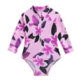 thumbnail image 4 of HAJWOH Girls One Piece Swimsuit for Kids Summer Leopard Print Rash Guard Bathing Suit Toddler Girl Long Sleeve Half Zip Up Swimwear, 4 of 6