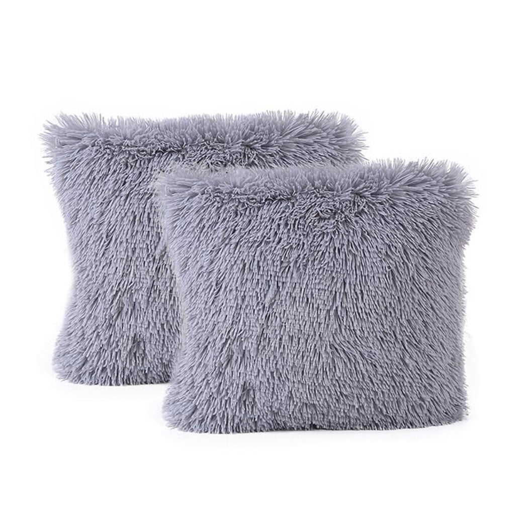 S Soft Fur Plush Square Throw Pillow Cases Home Decor Sofa Waist Cushion Cover