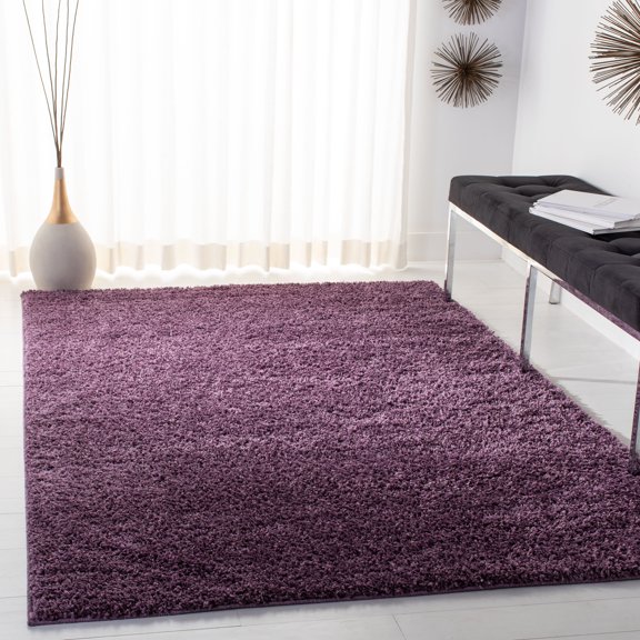 Arizona Shag Dark Grey Large Rectangle Rug-Color:Purple,Shape:Medium Rectangle,Size:5'-1" X 7'-6"