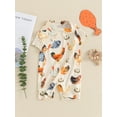 thumbnail image 2 of Newborn Baby Boy Girl Farm Outfit Animal Chicken Tractor Print Romper Short Sleeve Jumpsuit One Piece Bodysuit Country Clothes, 2 of 7