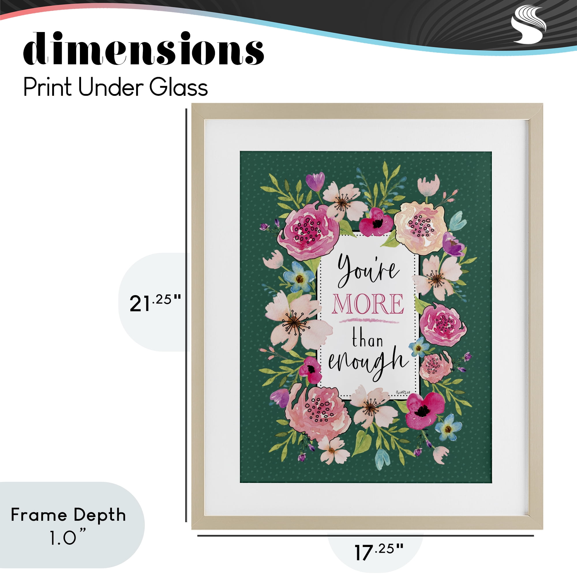 Stupell Industries More Than Enough with Florals Birch Framed Print Under Glass, design by Elizabeth Tyndall