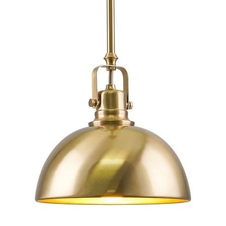 Kira Home Belle 9" Petit Contemporary Industrial Pendant Light, Adjustable Length   Shade Swivel Joint, Cool Brass