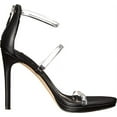 thumbnail image 6 of Nine West Leah 3 Black Rounded Open Toe Zip Closure Stiletto Heeled Sandals (Black, 9.5), 6 of 6