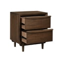 thumbnail image 3 of 2-Drawer Wood Nightstand with Walnut Finish and USB Port / Add Mid-Century Charm to Bedroom, 3 of 3