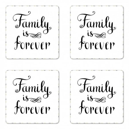 

Saying Coaster Set of 4 Ink Writing Words About Family Framework Sketchy Absract Retro Square Hardboard Gloss Coasters Standard Size Black Brown White by Ambesonne