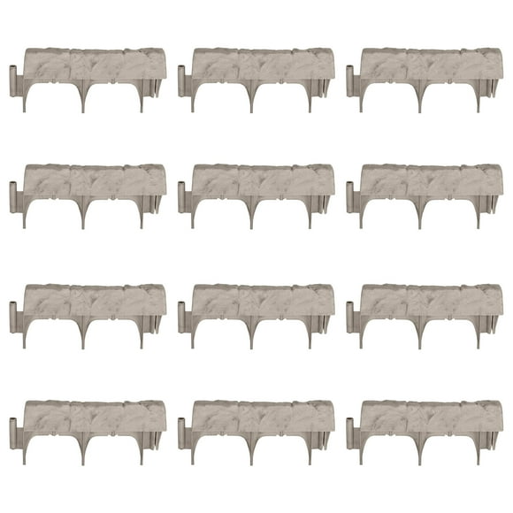 Suncast 12-Inch Landscape Decorative Natural Stone Edging, Gray (12 Pack)