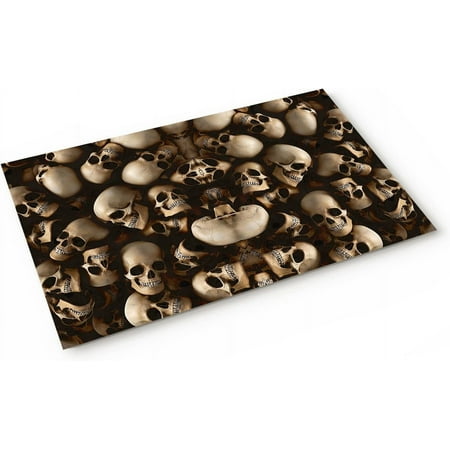 

Skeleton Stack Door Mat Indoor Doormat Anti-Skid Floor Mat Door Rug for Entryway Patio High Traffic Areas Decoration Halloween Skulls Vintage Style 20x32 Inch