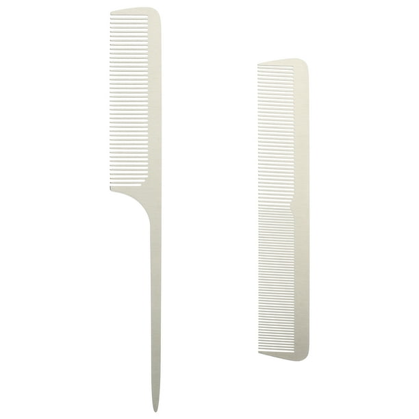 2 piezas de acero inoxidable peines de corte de pelo peine de corte de pelo suministros de corte de pelo accesorios para hombres mujeres (plata)