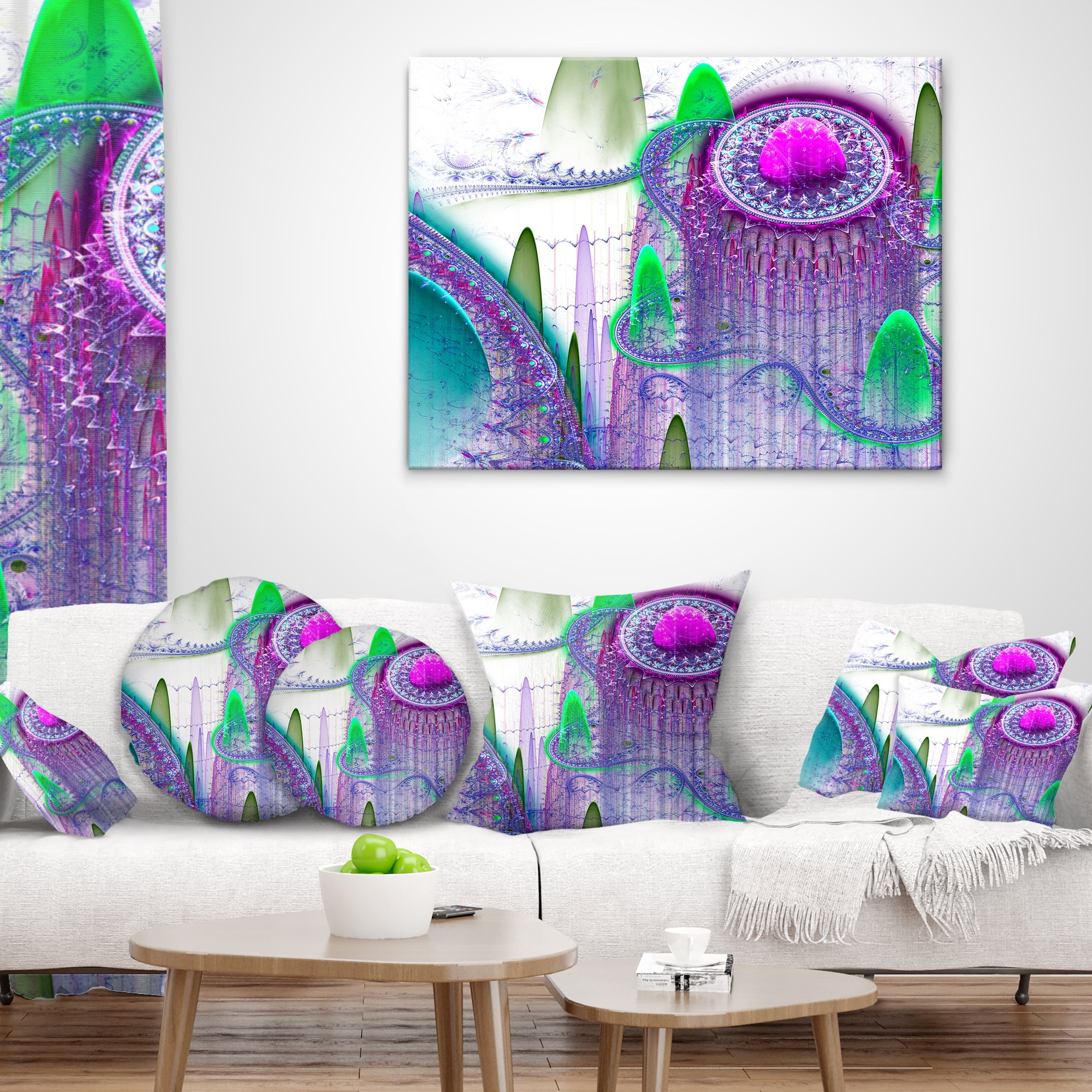 Designart Purple Fractal Infinite World - Abstract Throw Pillow - 16x16