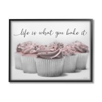 Stupell Life Is What You Bake It Cupcakes Food & Beverage Painting Black Framed Art Print Wall Art