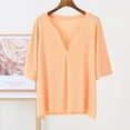 thumbnail image 3 of Birdeem Blouses pour Femmes, Haut/chemise à Manches Courtes Col en V Uni et Ample, 3 of 10