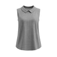 thumbnail image 7 of Womens Sleeveless Collared Blouse Relaxed Fit Gray Cotton Polyester Blend Wrinkle Resistant Top,Size L, 7 of 7