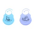 thumbnail image 1 of 2pcs delantal infantil impermeable de los baberos del bebé del silicón suave con el bolsillo de la comida / azul Macarena Delantal para niños pequeños que comen baberos, 1 of 8