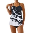thumbnail image 2 of Womens High Neck Tankini Top Bathing Suit Tops Floral Tummy Control Tank Tops Swimsuits, 2 of 5