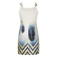 thumbnail image 5 of Usmixi Sundresses for Women Sleeveless V-Neck Feather Print Short Dresses Beach Slim Spaghetti Strap Tunic Mini Sun Summer Dress White l Under $5, 5 of 5