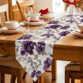 thumbnail image 2 of Purple Florals Table Runner Linen Burlap Table Runner 60 Inches Long Farmhouse Botanical Peonies Vintage Leaves Dresser Scarves for Kitchen Island Coffee Dining Room Party Holiday Decor 13"x60", 2 of 8