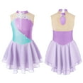 thumbnail image 1 of TiaoBug Robe de Danse en Mousseline pour Filles Sans Manches à Volants avec Jupe Justaucorps Patinage Artistique Ballet Danse Robe Tutu Lavande 6, 1 of 7