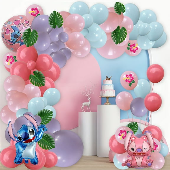 130Pcs Stitch Balloon Party Decoration Stitch Birthday Decoration Balloon Set - Stitch Themed Party Latex Balloons and Foil Balloons Birthday Party Decoration