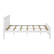 Plank+Beam Queen Bed Frame with Slatted Headboard Solid Wood Platform Bed, No box Spring Needed, White