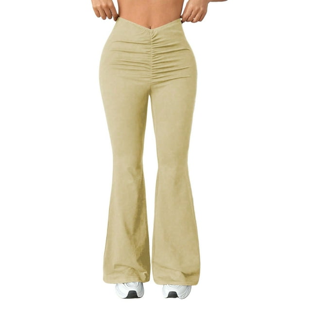 Pantalones largos ligeramente acampanados con cintura en V para mujer, ideales para el verano