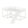 thumbnail image 4 of Quad Bunk Beds for 4,Full and Twin Size L-Shape Metal Bunk Bed with Slide and Short Ladder,Heavy-Duty Metal Floor Bunk Bed, White, 4 of 7