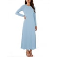 thumbnail image 4 of LIaqionyy Women's Maxi Dress Long Sleeve Casual Solid Color Crew Neck Split Side Summer Dresses Clothes, 4 of 8