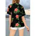 thumbnail image 4 of LA LEELA Women's Button Down Blouses Casual Summer Beach Party Short Sleeve Vacation Blouse Shirt Button up Dress Hawaiian Shirts Tank Top Women S Hibiscus Palm, Black, 4 of 5