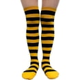 thumbnail image 3 of COUVER Women Striped Over Knee Stockings, Yellow Black, 2 Pairs, 3 of 8