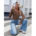 thumbnail image 6 of Zeagoo White Button Down Shirt Women Henley Shirts Square Neck Ribbed Long Sleeve Tops Dressy Casual Tee, 6 of 6