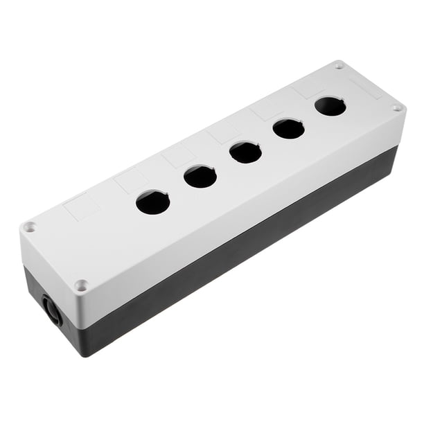 Caja de estación de control de botón pulsador 22mm 5 agujeros para botones negro y blanco