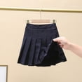 thumbnail image 4 of Resicozy Girls Pleated Skirt School Uniform Skort Elastic Waist A-Line Casual Skirt for Toddler Girls 2-14 Years Navy 120, 4 of 5
