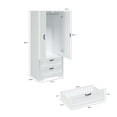 thumbnail image 4 of Armoire Garde-Robe Placard avec 2 Tiroirs, Armoire Moderne en Bois pour Chambre avec Portes, Armoire de Rangement pour Vêtements avec Tringle Suspendue, pour Chambre, 4 of 7
