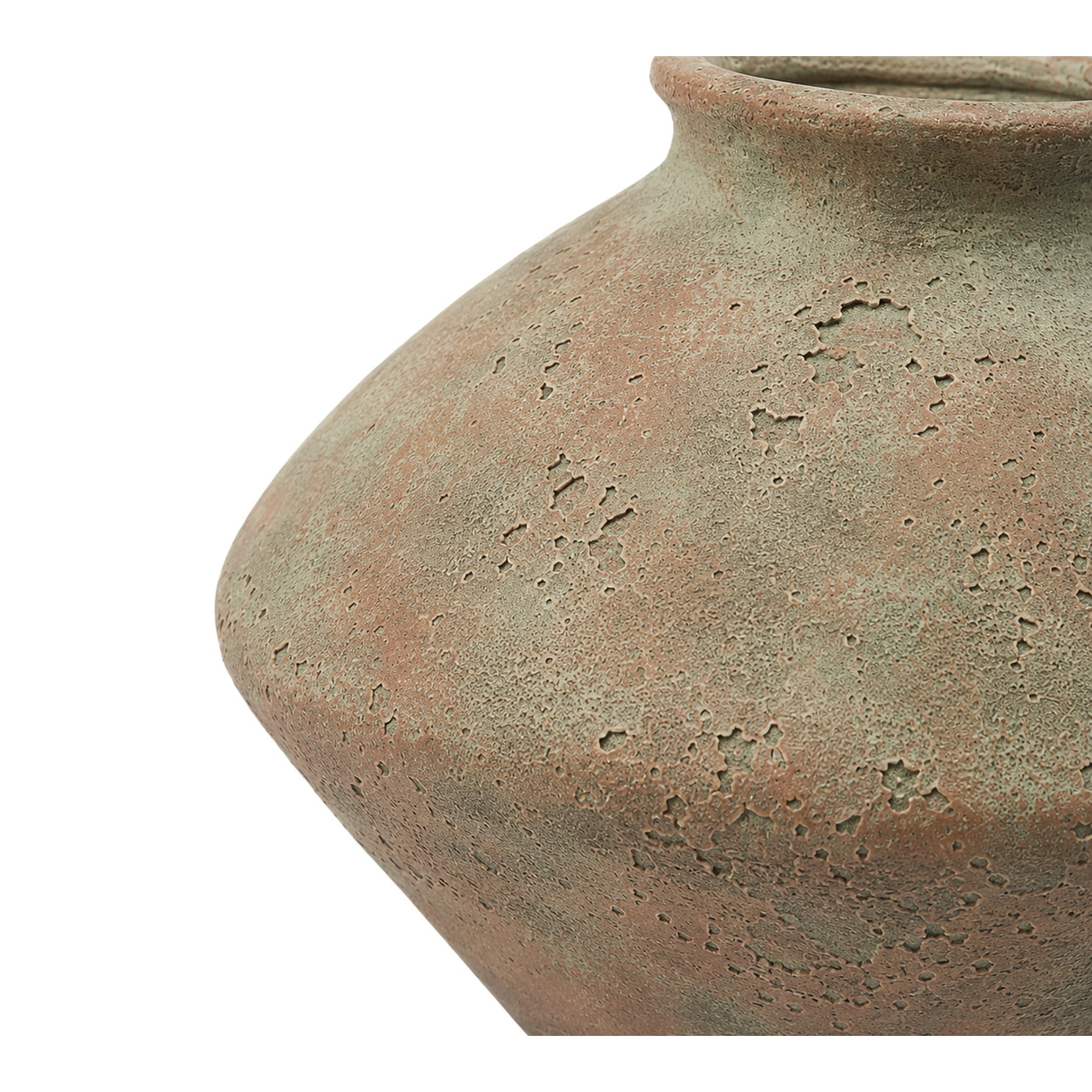 DecMode 7" Antique Style Textured Beige Ceramic Vase