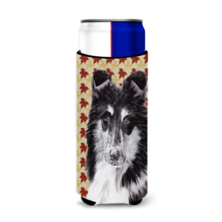 

Carolines Treasures SC9678MUK Black and White Collie Fall Leaves Ultra Hugger for slim cans Slim Can multicolor