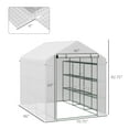 thumbnail image 5 of Outdoor Lighting Outsunny Walk-in Greenhouse for Outdoors with Roll-up Zipper Door, 18 Shelves, PE Cover, Small and Portable Green House, Heavy Duty Humidity Seal, 95.25" x 70.75" x 82.75", White,Out, 5 of 5