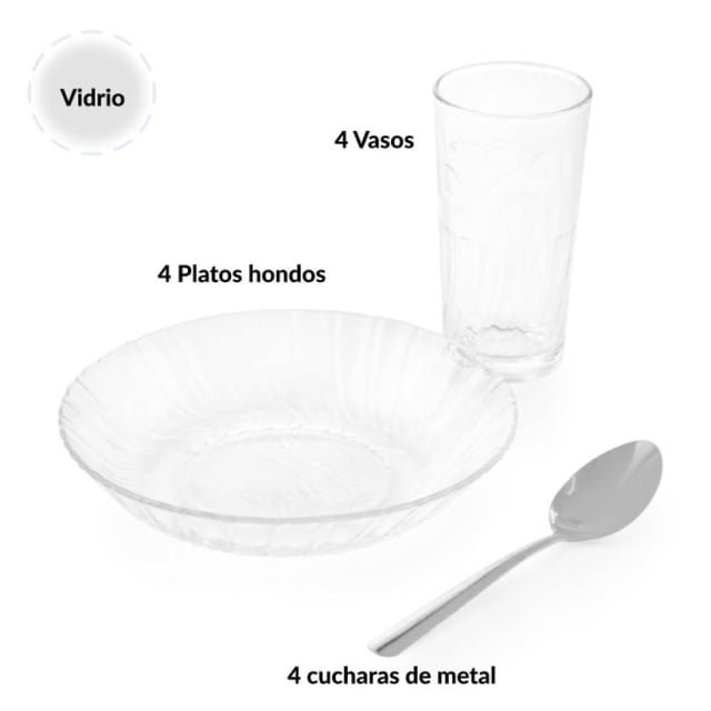 Vajilla Crisa Vidrio Transparente 12pz Diamante