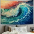 thumbnail image 2 of BCIIG Ocean Waves Tapestry Painting 3D Great Wave Blue Sea Surf Abstract Beach 80inchx60inch Wall Hanging for Bedroom Living Room Dorm, 2 of 6