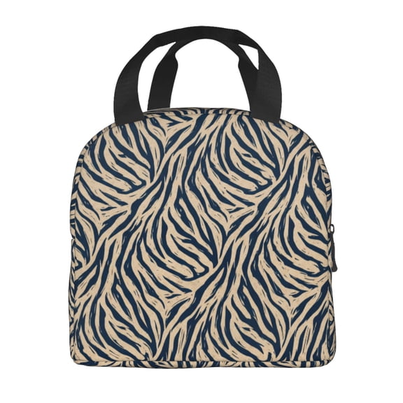 Zebra Stripe Insulated Lunch Bag, Reusable Insulated Multi-Pocket Handle Container Cooler Tote Bag For Women&Men School Work Picnic Outdoor Travel