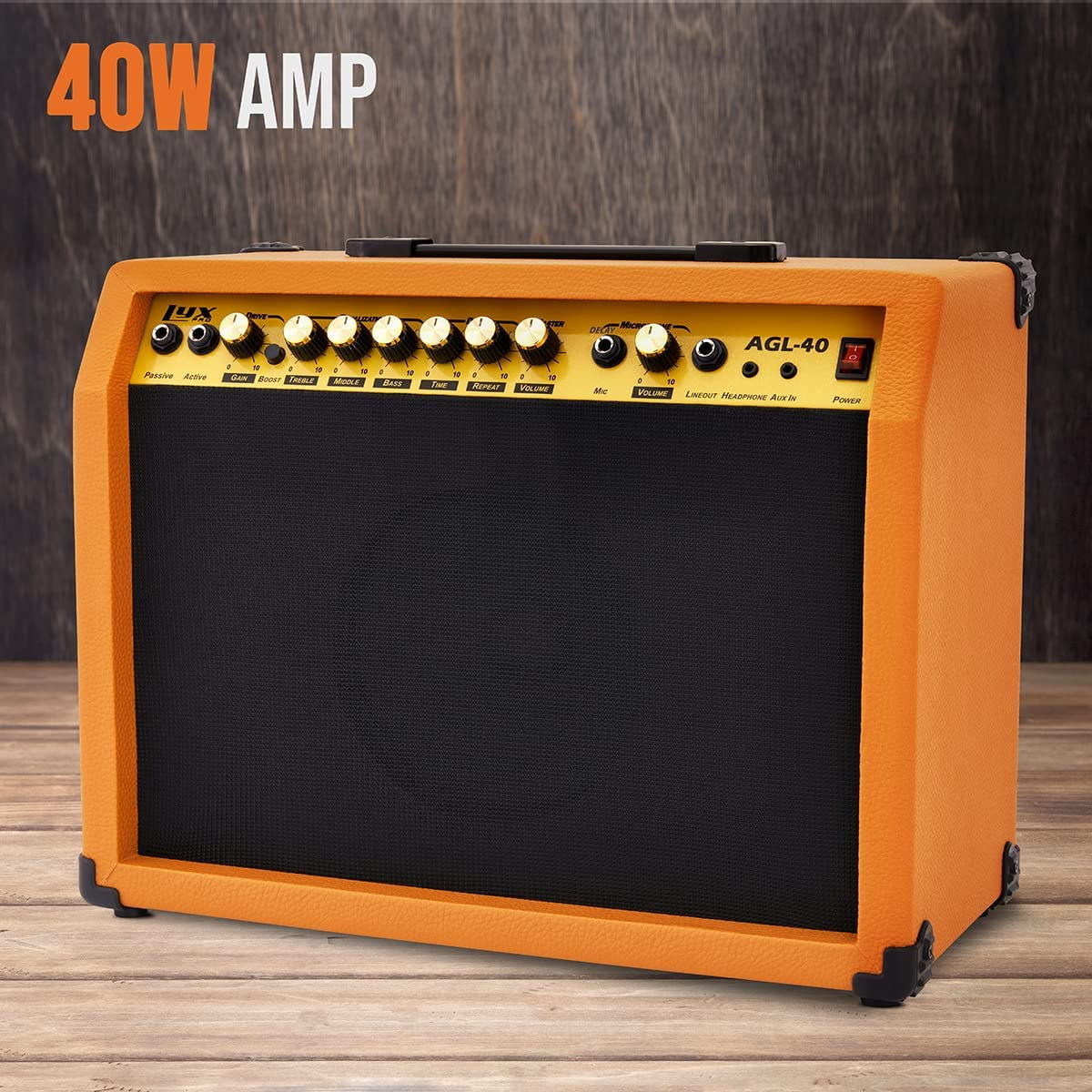 LyxPro 40W Electric Guitar Amplifier with Built-in Speaker - Mahogany