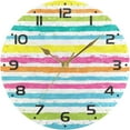 thumbnail image 5 of GZHJMY Rainbow Striped Wall Clock, 10" Silent Non Ticking Round Clock, Oil Painting Easy to Read Clock for Living Room Bedroom Bathroom Home Decor Holiday Gifts, 5 of 7